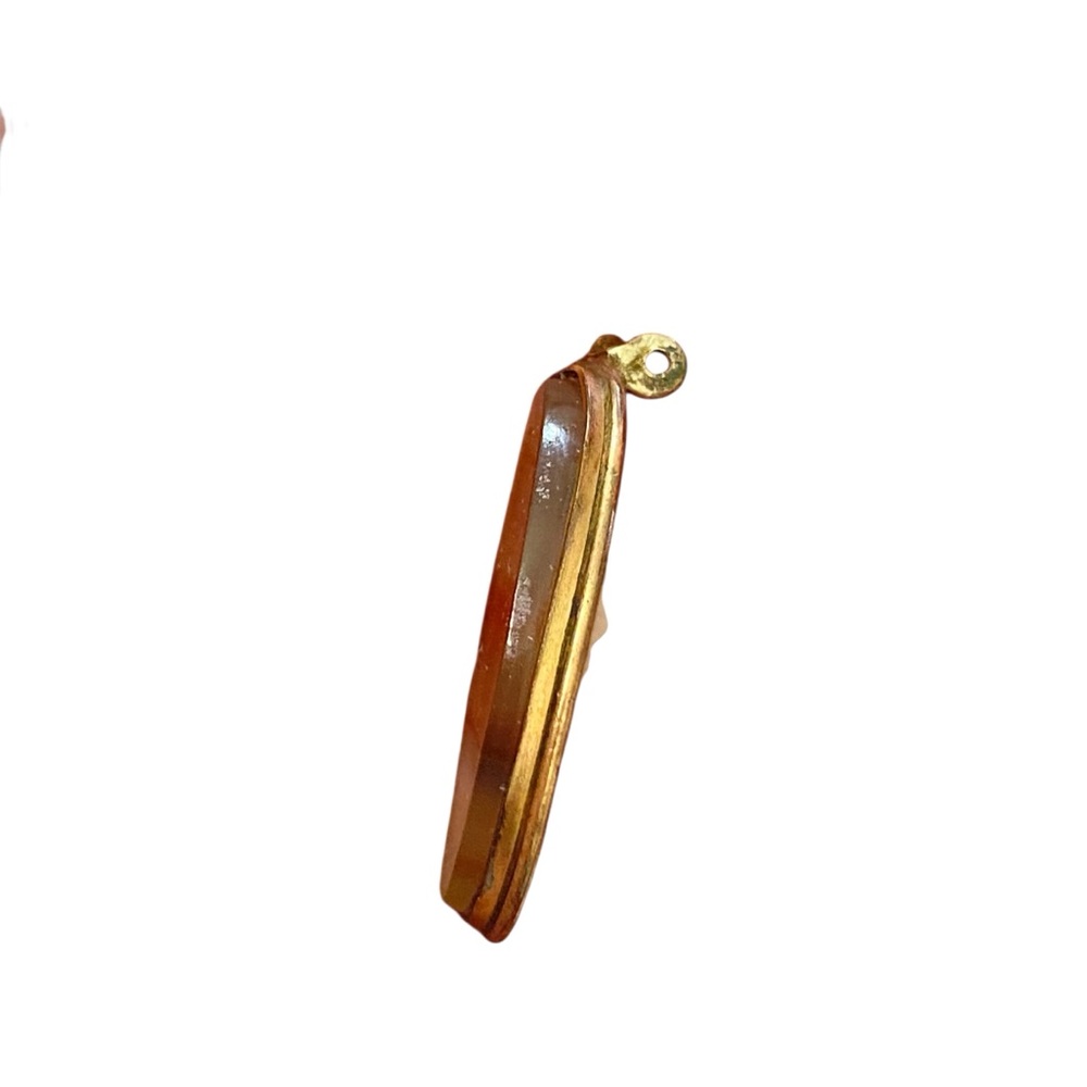 Vintage Gold and Brown Agate Stone Pendant - Picture 8 of 12
